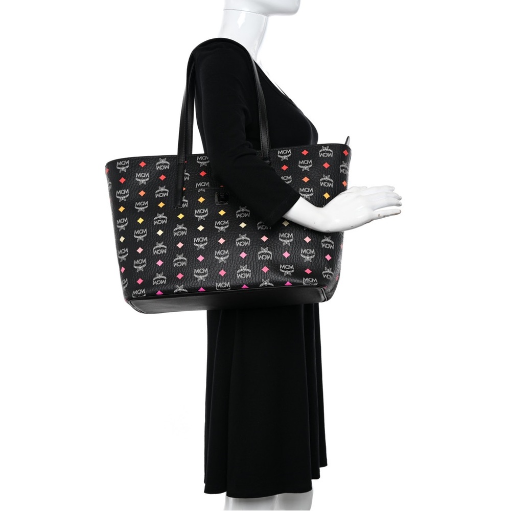 MCM Black Spectrum Tote with Multicolor Accents